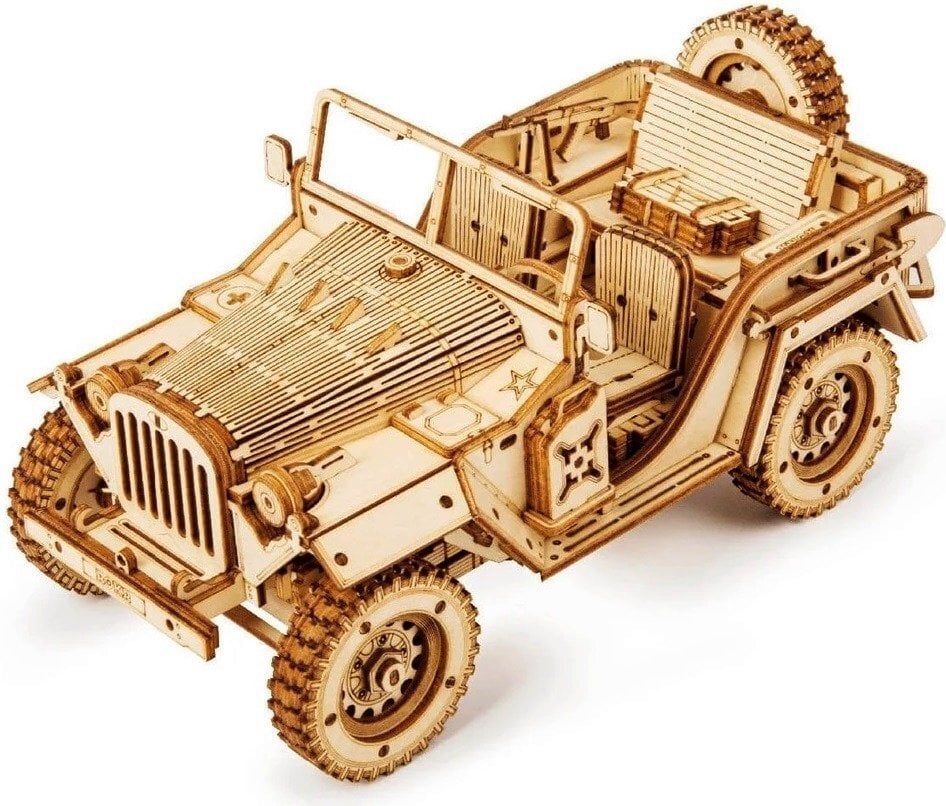 Medinis 3D galvosūkis Robotime Army Jeep kaina ir informacija | Konstruktoriai ir kaladėlės | pigu.lt