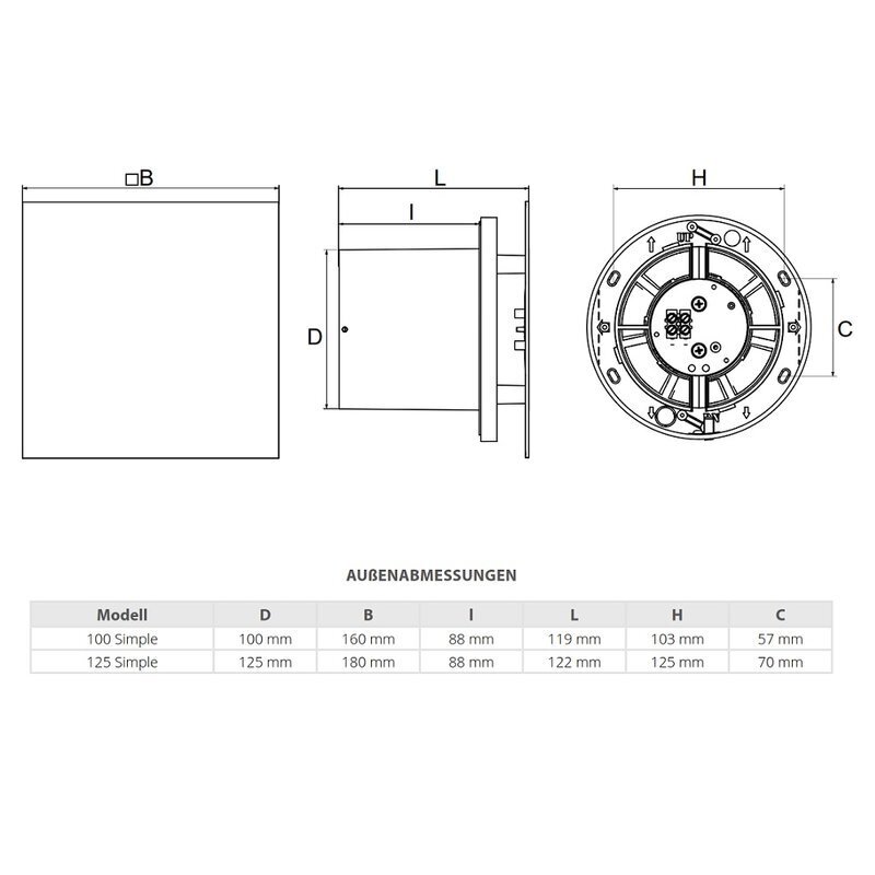 Ištraukimo Ventiliatorius Vlano SIMPLE su Aliuminio Panele цена и информация | Vonios ventiliatoriai | pigu.lt