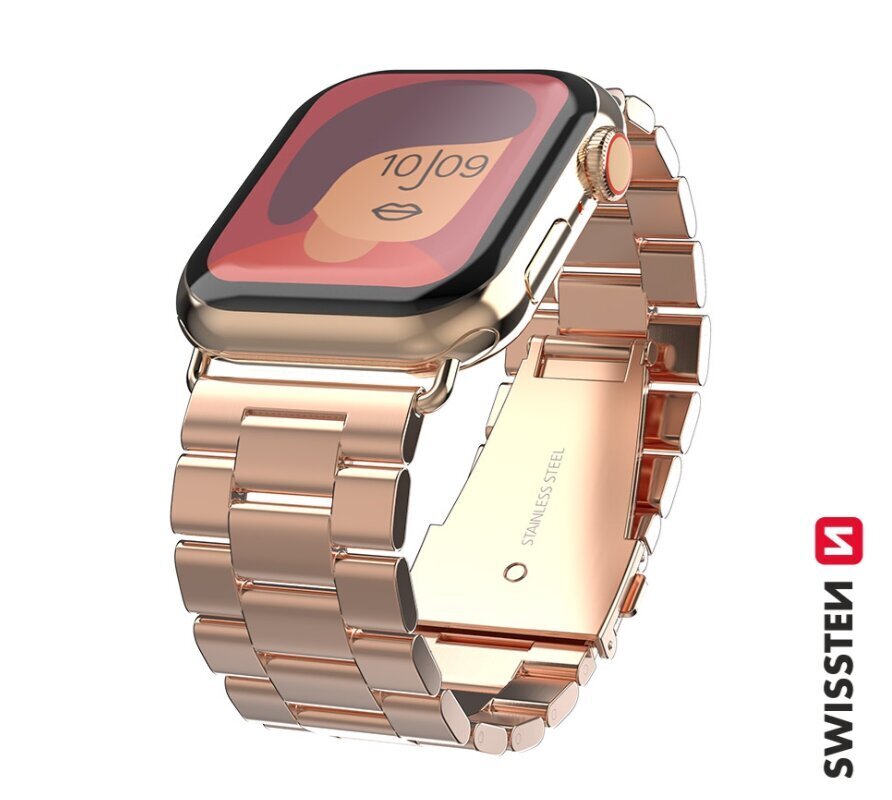 Swissten Metal Strap Gold kaina ir informacija | Išmaniųjų laikrodžių ir apyrankių priedai | pigu.lt