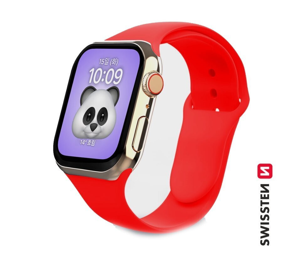 Swissten Silicone Band Red kaina ir informacija | Išmaniųjų laikrodžių ir apyrankių priedai | pigu.lt