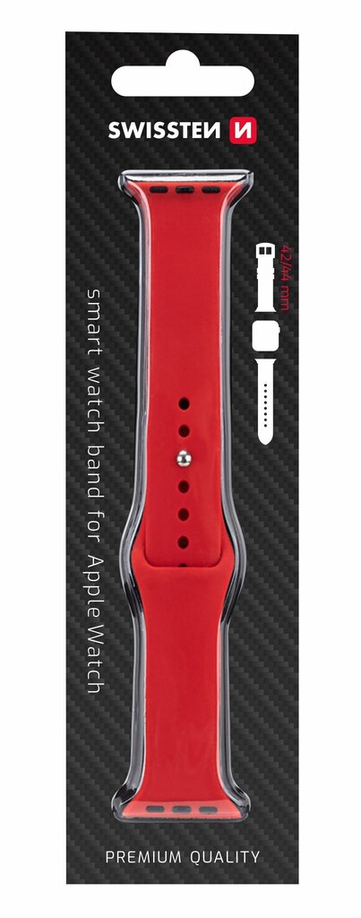 Swissten Silicone Band Red kaina ir informacija | Išmaniųjų laikrodžių ir apyrankių priedai | pigu.lt