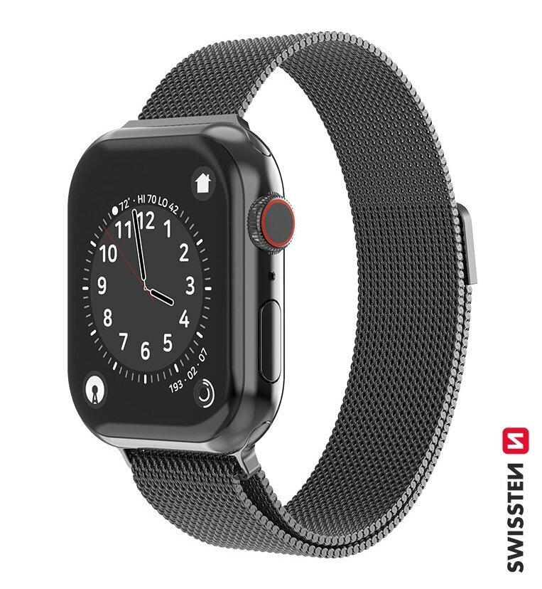 Swissten Milanese Strap Black kaina ir informacija | Išmaniųjų laikrodžių ir apyrankių priedai | pigu.lt