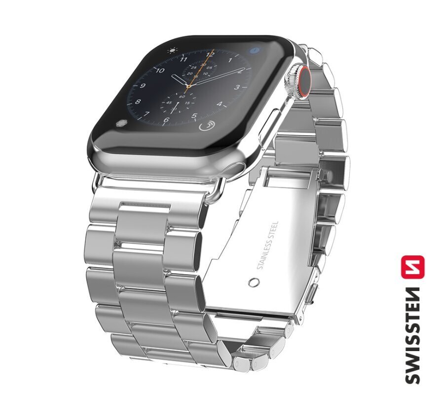 Swissten Metal Strap Silver kaina ir informacija | Išmaniųjų laikrodžių ir apyrankių priedai | pigu.lt