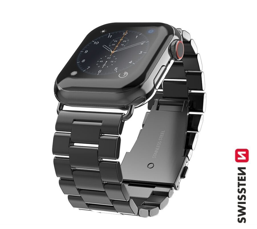 Swissten Metal Strap Black kaina ir informacija | Išmaniųjų laikrodžių ir apyrankių priedai | pigu.lt