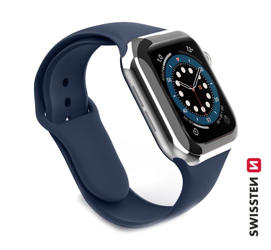 Swissten Silicone Band Blue kaina ir informacija | Išmaniųjų laikrodžių ir apyrankių priedai | pigu.lt