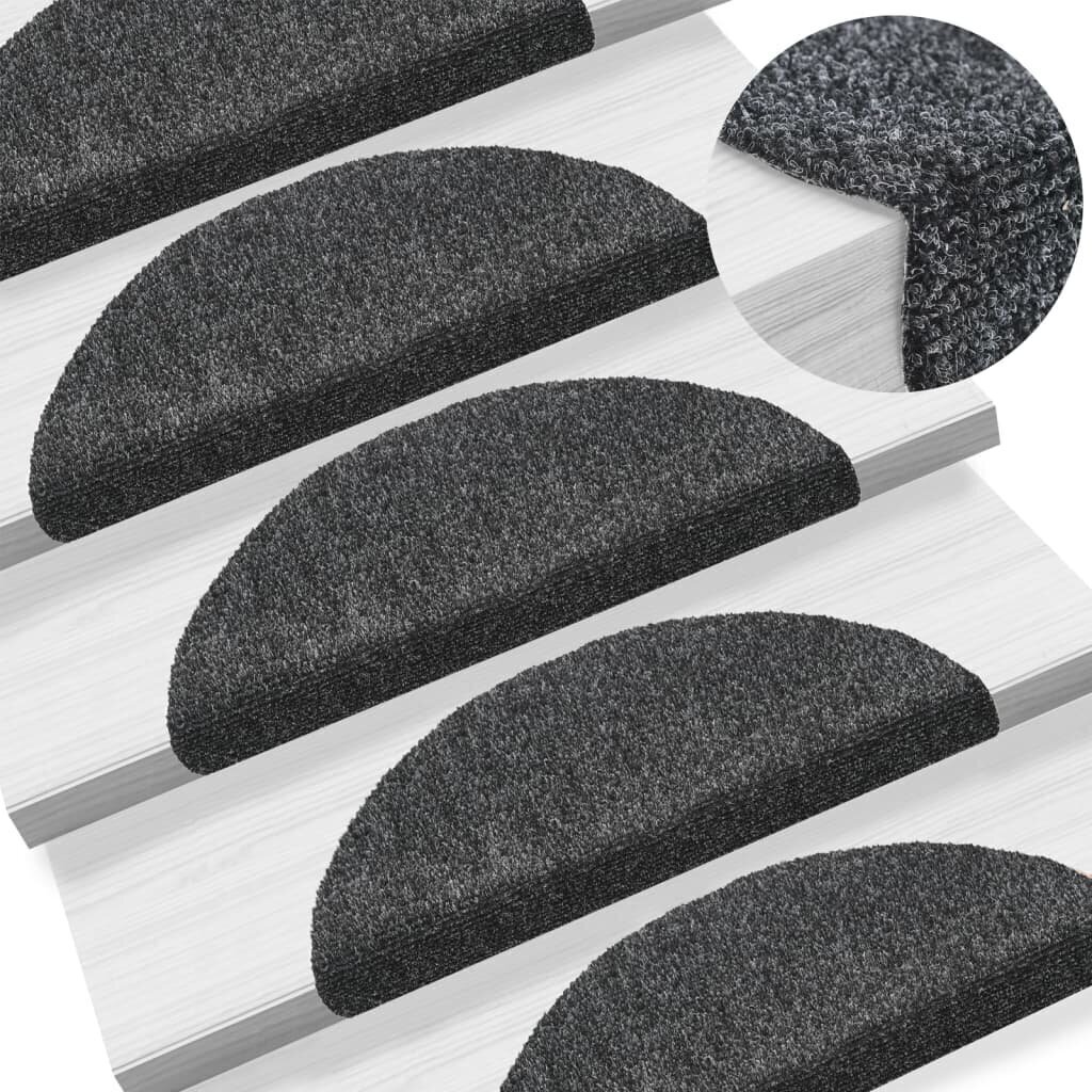 Lipnūs laiptų kilimėliai, 10 vnt., tamsiai pilki, 56x17x3 cm kaina ir informacija | Kilimai | pigu.lt