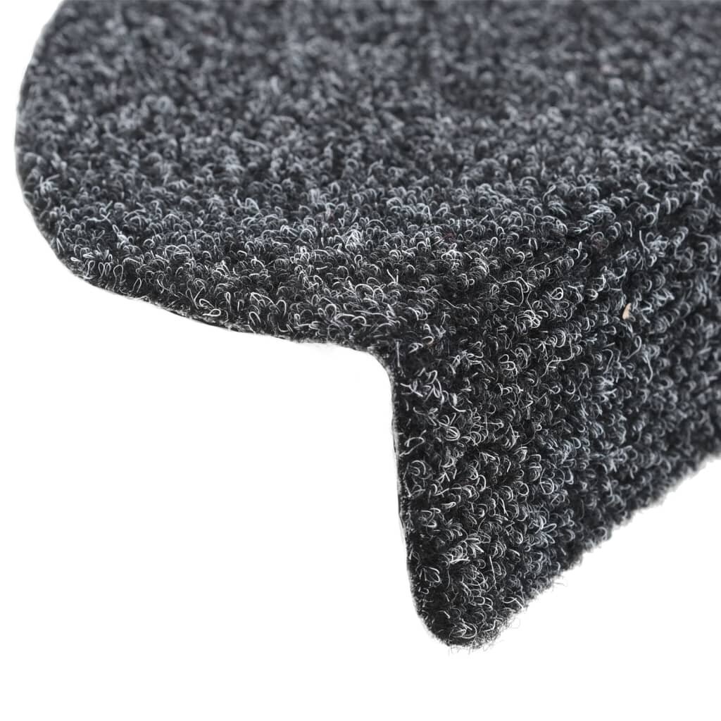 Lipnūs laiptų kilimėliai, 10 vnt., tamsiai pilki, 56x17x3 cm kaina ir informacija | Kilimai | pigu.lt