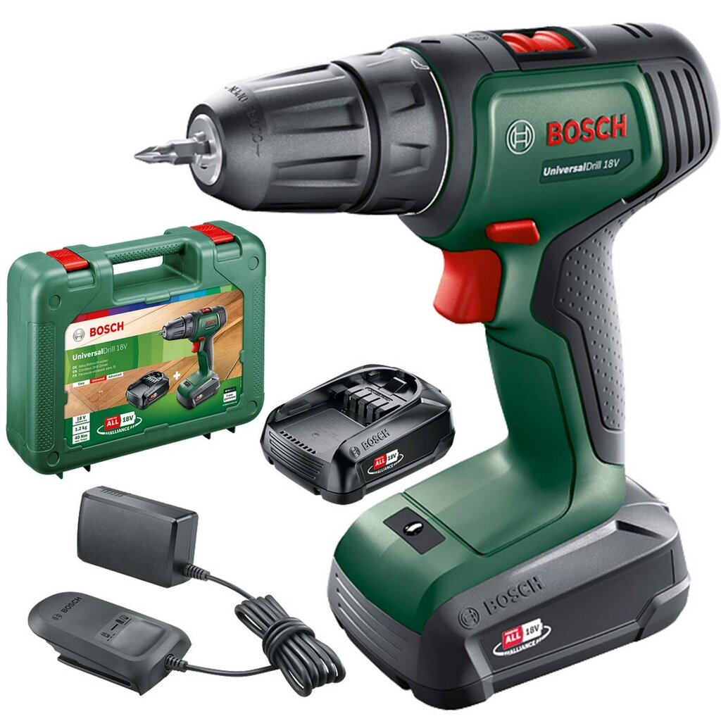 Vairuotojo grąžtas BOSCH UniversalDrill Belaidis 18 V kaina ir informacija | Suktuvai, gręžtuvai | pigu.lt