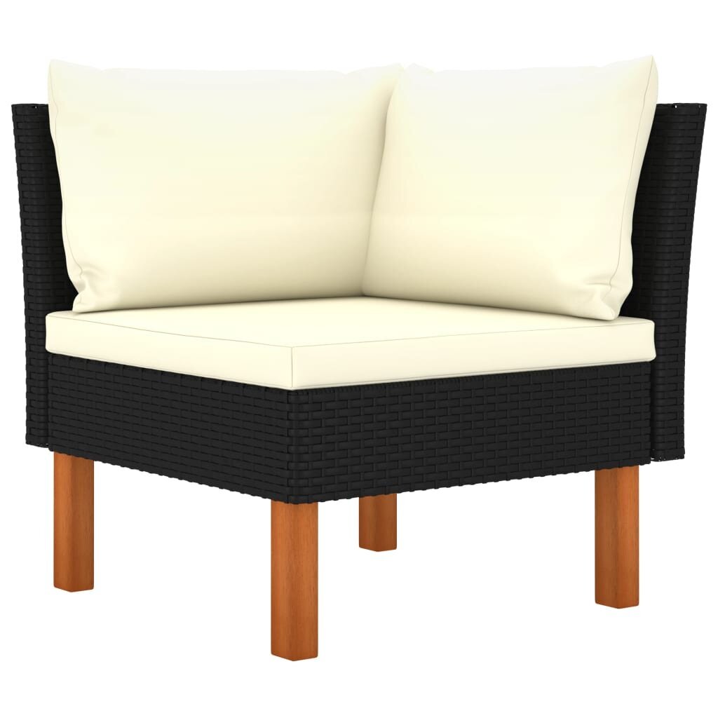 Keturvietė sodo sofa su pagalvėlėmis, juoda kaina ir informacija | Lauko kėdės, foteliai, pufai | pigu.lt