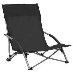 Sulankstomos paplūdimio kėdės, 2 vnt, juodos kaina ir informacija | Lauko kėdės, foteliai, pufai | pigu.lt
