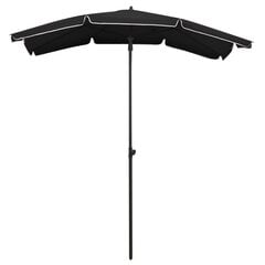 Sodo skėtis nuo saulės su stulpu, 200x130 cm, juodas kaina ir informacija | Skėčiai, markizės, stovai | pigu.lt