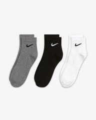 Nike Носки U Nk Ed Ltwt Ankle 3P 132 White Black Grey SX7677 964 цена и информация | Sportinis kostiumas moterims Kinga, veliūrinis | pigu.lt