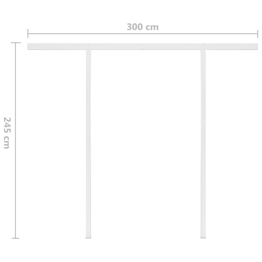 Rankiniu būdu ištraukiama markizė su LED, 3x2,5 m, ruda kaina ir informacija | Skėčiai, markizės, stovai | pigu.lt