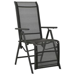 Atlošiamos sodo kėdės, 2vnt., juodos, tekstilenas/aliuminis kaina ir informacija | Lauko kėdės, foteliai, pufai | pigu.lt