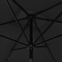 Skėtis nuo saulės su LED ir plieno stulpu, 2x3 m, juodas цена и информация | Зонты, маркизы, стойки | pigu.lt