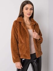 Коричневая меховая куртка RUE PARIS  цена и информация | Женские пальто | pigu.lt