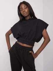 Короткая черная толстовка цена и информация | Женские блузки, рубашки | pigu.lt