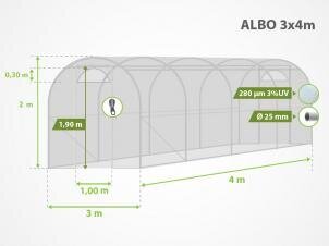 Теплица ALBO, 3x4 м  цена и информация | Теплицы | pigu.lt