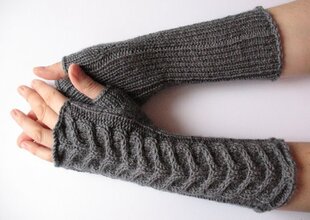 Серые полуперчатки / вязаные перчатки из мягкого акрила, шерсти цена и информация | Женские перчатки | pigu.lt