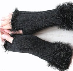 Черные полуперчатки / вязаные перчатки / зимние перчатки из мягкой акриловой шерсти  цена и информация | Женские перчатки | pigu.lt