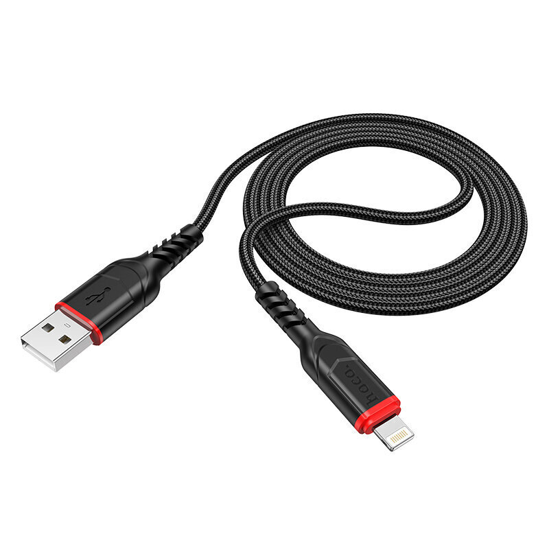 Kabelis USB A - Lightning Hoco X59, 1.0m, Įkrovimo duomenų kabelis USB 2.0 - Lightning for Apple iPhone laidas, juodas kaina ir informacija | Laidai telefonams | pigu.lt