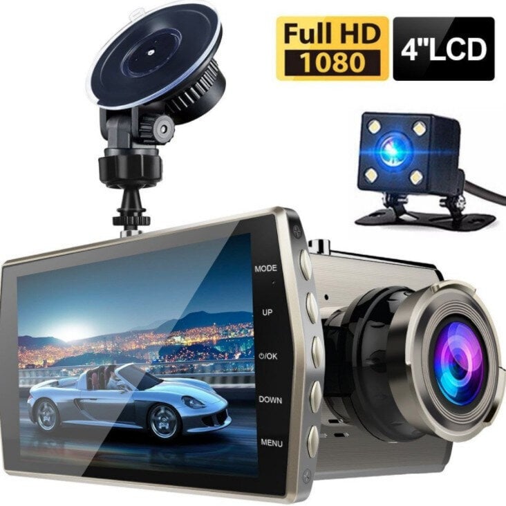 V5 automobilio kamera su dvigubu objektyvu ir HD ekranu kaina ir informacija | Vaizdo registratoriai | pigu.lt