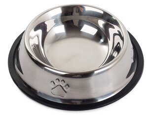 Металлическая миска для кошек и собак, серебристая, 0,15 л цена и информация | Миски, ящики для корма | pigu.lt
