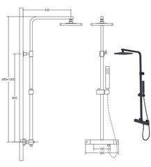 Dušo komplektas su termostatu Besco Modern / Varium, Chrome цена и информация | Душевые комплекты и панели | pigu.lt