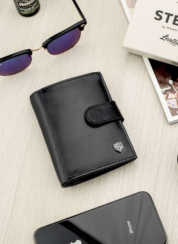 Vyriška odinė piniginė Stevens su RFID apsauga juodos spalvos цена и информация | Vyriškos piniginės, kortelių dėklai | pigu.lt