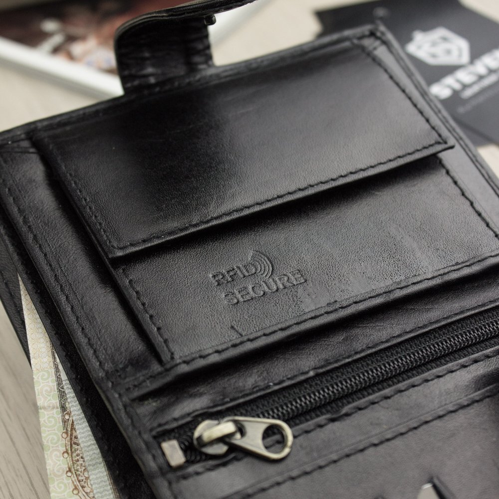 Vyriška odinė piniginė Stevens su RFID apsauga juodos spalvos kaina ir informacija | Vyriškos piniginės, kortelių dėklai | pigu.lt