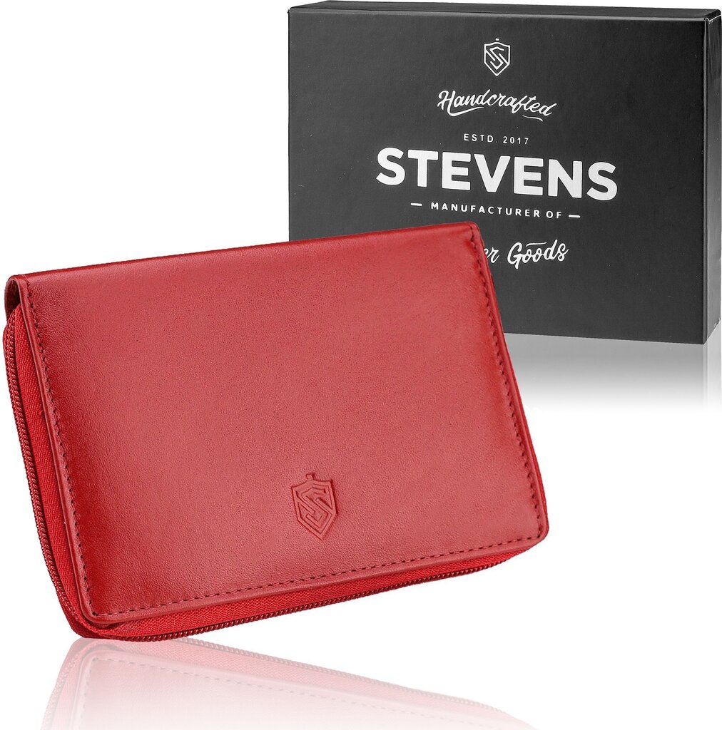 Odinė piniginė moterims Stevens su RFID apsauga, raudona kaina ir informacija | Piniginės, kortelių dėklai moterims | pigu.lt
