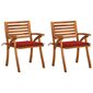 Sodo valgomojo kėdės su pagalvėlėmis, 2 vnt., rudos kaina ir informacija | Lauko kėdės, foteliai, pufai | pigu.lt
