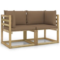 Kampinės sodo sofos su pagalvėlėmis, 2 vnt, rudos kaina ir informacija | Lauko kėdės, foteliai, pufai | pigu.lt