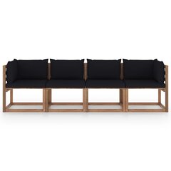 Keturvietė sodo sofa iš palečių su pagalvėlėmis, ruda цена и информация | Садовые стулья, кресла, пуфы | pigu.lt