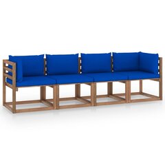 Keturvietė sodo sofa iš palečių su pagalvėlėmis, ruda цена и информация | Садовые стулья, кресла, пуфы | pigu.lt