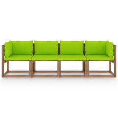 Keturvietė sodo sofa iš palečių su pagalvėlėmis, ruda цена и информация | Садовые стулья, кресла, пуфы | pigu.lt