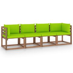 Keturvietė sodo sofa iš palečių su pagalvėlėmis, ruda цена и информация | Садовые стулья, кресла, пуфы | pigu.lt