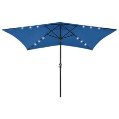 Skėtis nuo saulės su LED ir plieno stulpu, 2x3 m, mėlynas цена и информация | Зонты, маркизы, стойки | pigu.lt