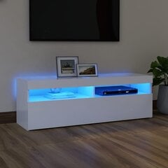 Televizoriaus spintelė su LED apšvietimu, 120x35x40 cm, balta цена и информация | Тумбы под телевизор | pigu.lt