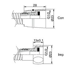 Душевой шланг двойной 150 cm Con/Imp (S.S) (B) RUBINETA цена и информация | Аксессуары для душа, смесителей | pigu.lt