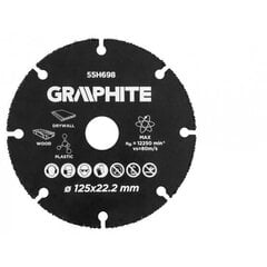 Режущий диск Graphite HM по дереву и пластику 125 x 22,2мм 55H698, графит цена и информация | Шлифовальные машины | pigu.lt