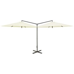Dvigubas skėtis su plieniniu stulpu, 600 cm, rudas kaina ir informacija | Skėčiai, markizės, stovai | pigu.lt