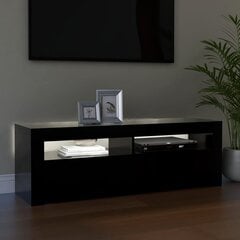 Televizoriaus spintelė su LED apšvietimu, 120x35x40 cm, juoda kaina ir informacija | TV staliukai | pigu.lt