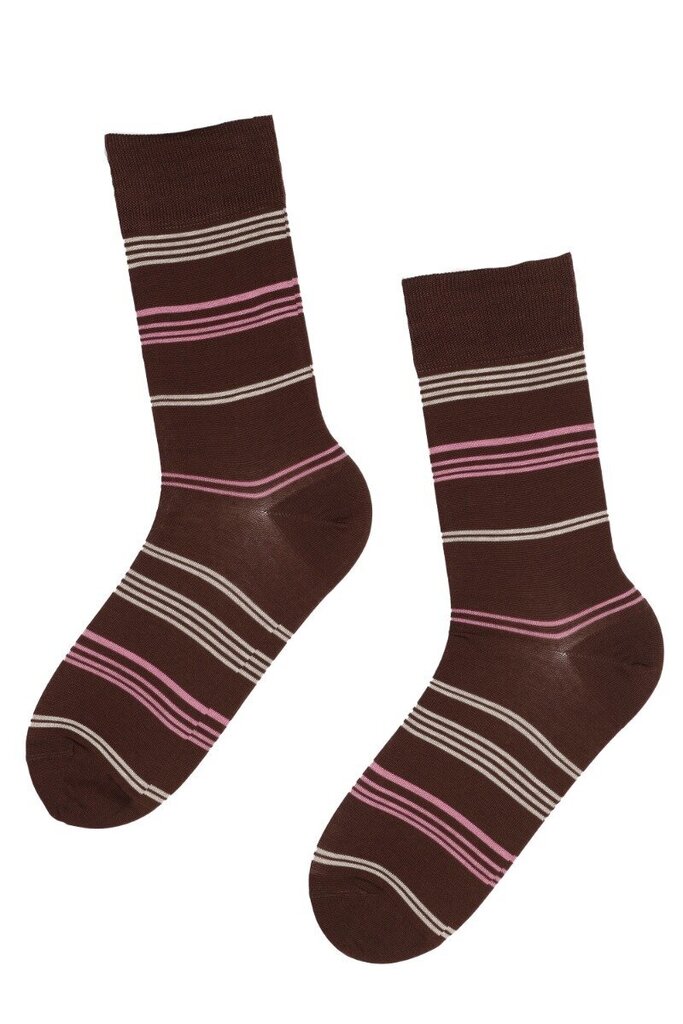 Dryžuotos kojinės vyrams prie kostiumo REIN, merserizuotos medvilnės, rudos spalvos kaina ir informacija | Vyriškos kojinės | pigu.lt