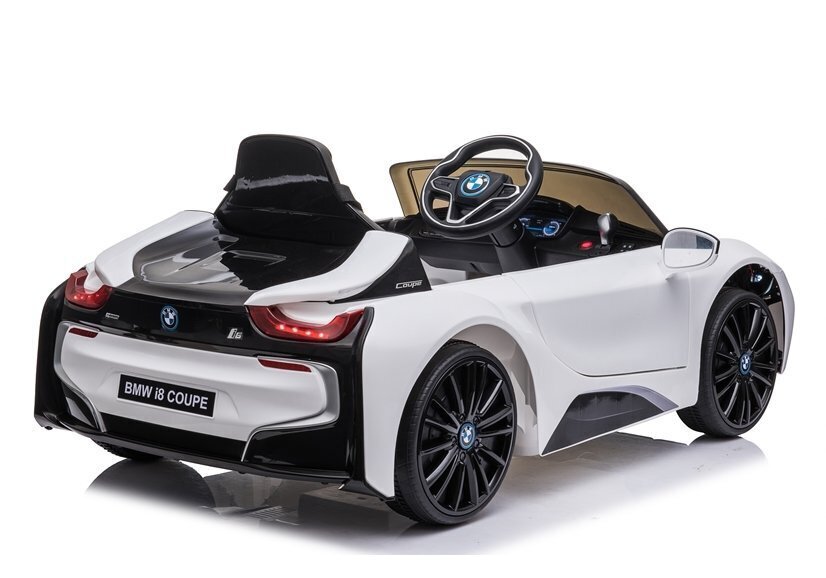 Vienvietis vaikiškas elektromobilis BMW I8, baltas kaina ir informacija | Elektromobiliai vaikams | pigu.lt