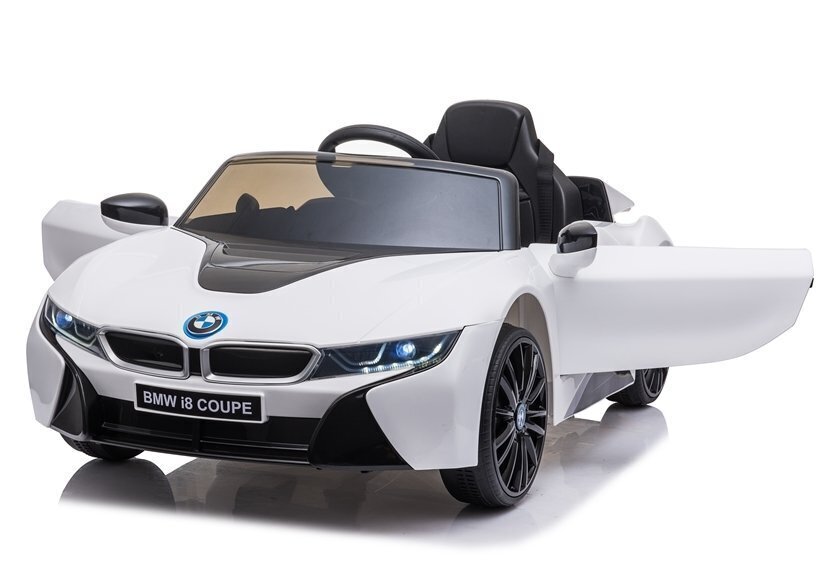 Vienvietis vaikiškas elektromobilis BMW I8, baltas kaina ir informacija | Elektromobiliai vaikams | pigu.lt