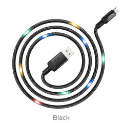 Кабель RGB LED USB A - Micro USB Hoco U63 1.2 м, провод USB 2.0 - микро USB, синхронизация данных с подсветкой цена и информация | Кабели для телефонов | pigu.lt