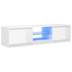 TV spintelė su LED apšvietimu, 140x40x35,5 cm, balta цена и информация | Тумбы под телевизор | pigu.lt