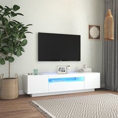 Televizoriaus spintelė su LED apšvietimu, 160x35x40 cm, balta kaina ir informacija | TV staliukai | pigu.lt