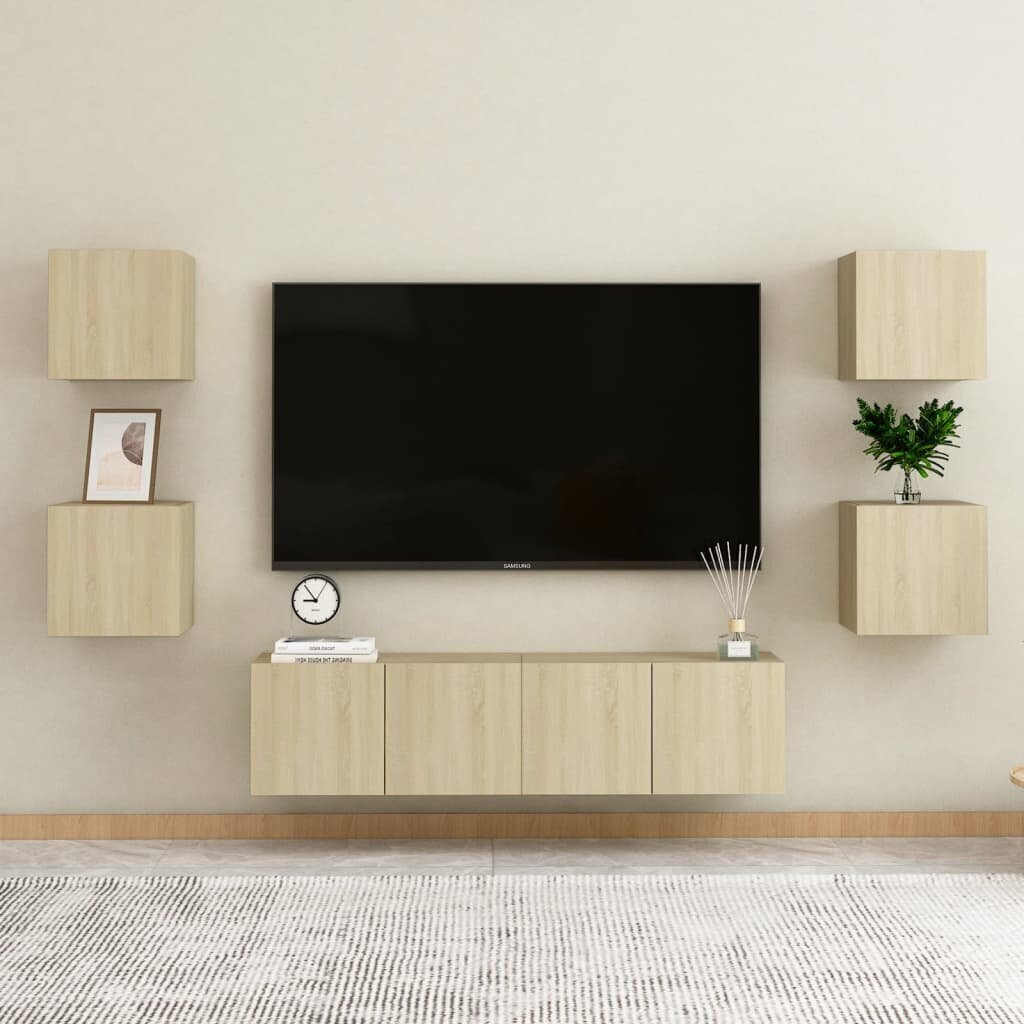 Sieninė televizoriaus spintelė, 30,5x30x30 cm, ruda kaina ir informacija | TV staliukai | pigu.lt